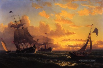 Fresh Breeze of Sandy Hook boat seascape William Bradford Oil Paintings